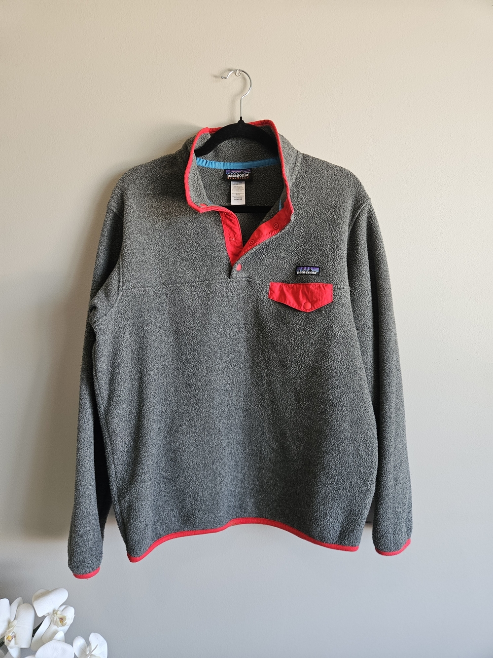 Patagonia Synchilla Snap-T Gray Red Fleece Pullover Women’s Large